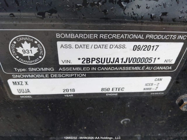 Продажа на аукционе авто 2018 Skidoo Skidoo., vin: 2BPSUUJA1JV000051, номер лота: 12692232