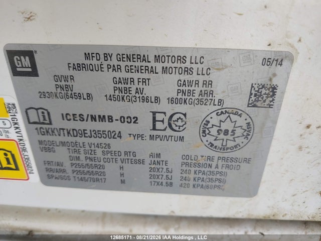 1GKKVTKD9EJ355024 GMC Acadia Denali
