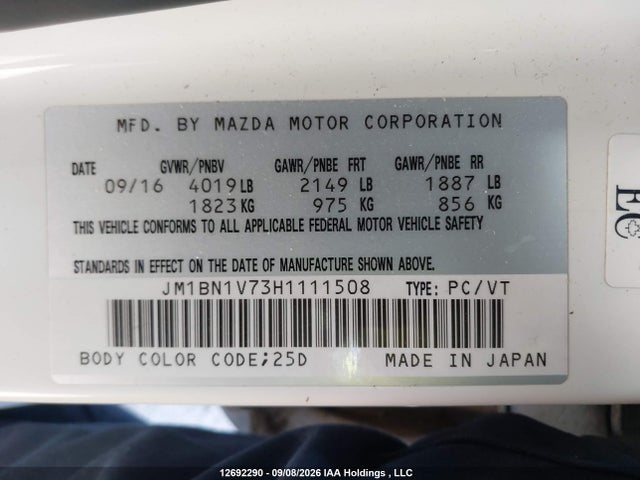 Mazda Mazda3 Gs 2017 JM1BN1V73H1111508 Image 9