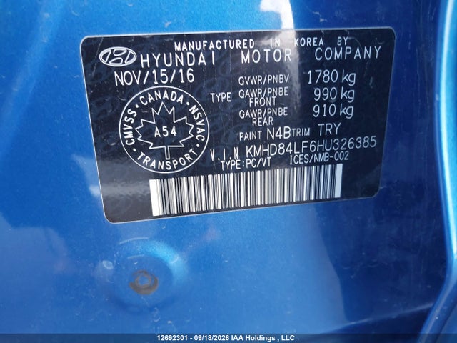 Aukcja sprzedaży 2017 Hyundai Elantra Gl, vin: KMHD84LF6HU326385, numer aukcji: 12692301
