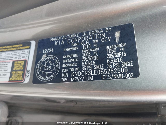 KNDCR3LE0S5252509 KIA Niro Ex/ex Touring