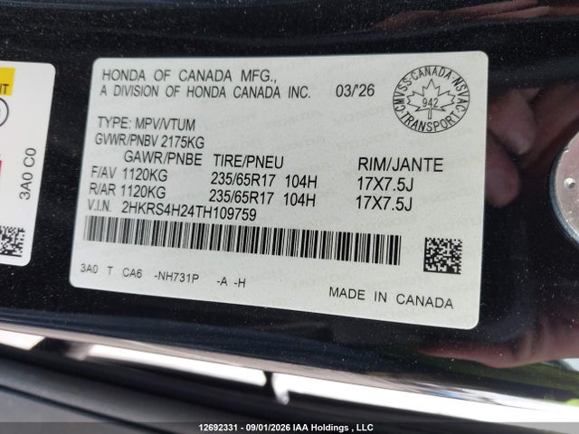 Honda CR-V LX 2026 2HKRS4H24TH109759 Image 19