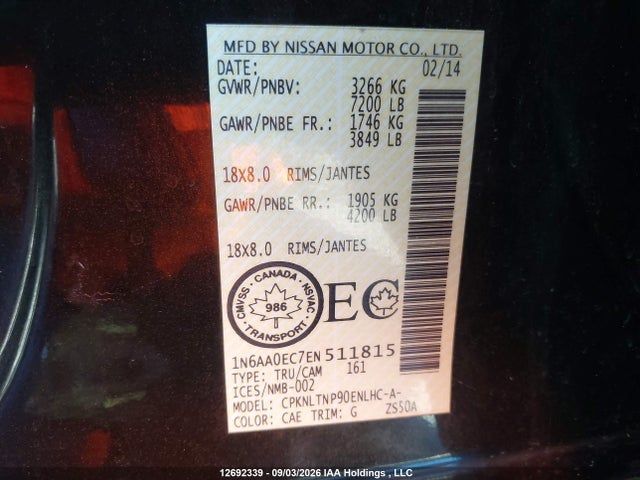 Nissan TITAN SV 2014 1N6AA0EC7EN511815 Image 19