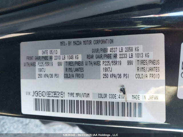 Продаж на аукціоні авто 2014 Mazda Cx-5 Gt, vin: JM3KE4DY8E0353151, номер лоту: 12638343