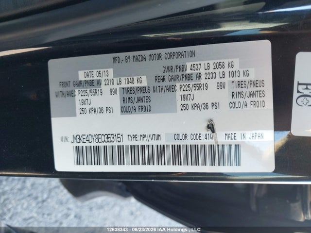 Продаж на аукціоні авто 2014 Mazda Cx-5 Gt, vin: JM3KE4DY8E0353151, номер лоту: 12638343