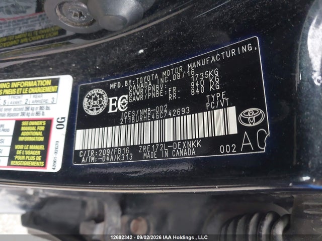 Toyota COROLLA LE 2016 2T1BURHE4GC742693 Image 9