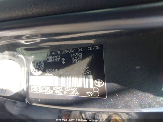 Aukcja sprzedaży 2009 Toyota Yaris, vin: JTDBT923791299148, numer aukcji: 12692361