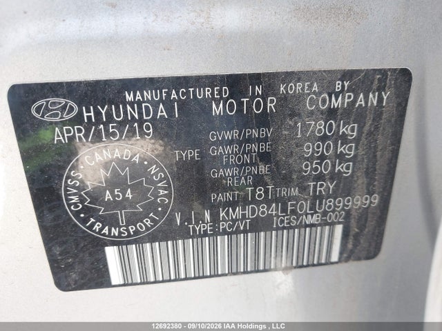 12692380 :رقم المزاد ، KMHD84LF0LU899999 vin ، 2020 Hyundai Elantra Preferred Auto Ivt مزاد بيع