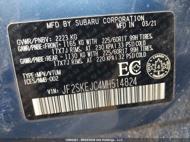 JF2SKEJC4MH514824 Subaru Forester Touring
