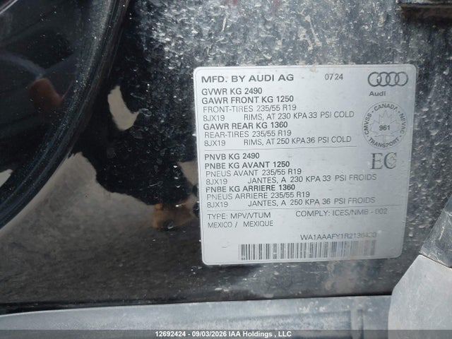WA1AAAFY1R2136430 Audi Q5 45 Komfort