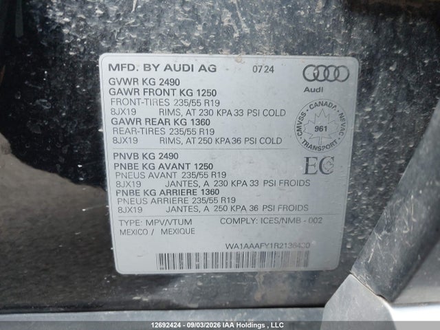 WA1AAAFY1R2136430 Audi Q5 45 Komfort