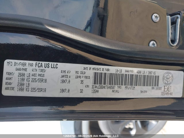 3C4NJDBBXKT648587 Jeep Compass North