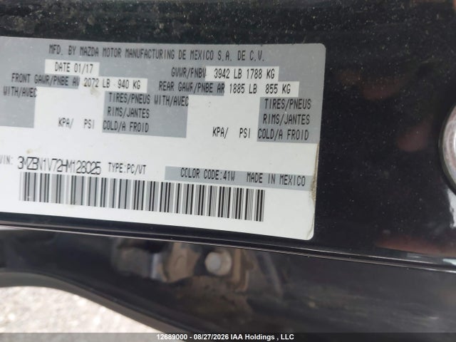 3MZBN1V72HM128025 Mazda Mazda3 Gs