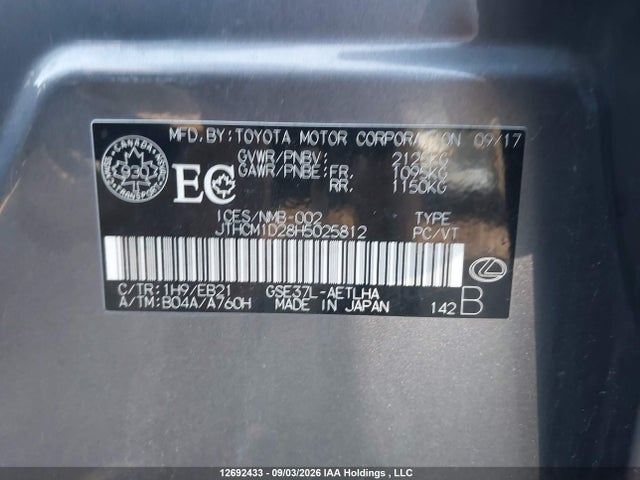 Lexus Is 300 300 2017 JTHCM1D28H5025812 Image 9
