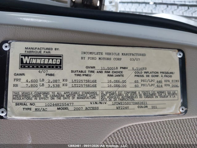Продаж на аукціоні авто 2007 Ford E-350 Cutaway, vin: 1FDWE35S07DA82821, номер лоту: 12692461