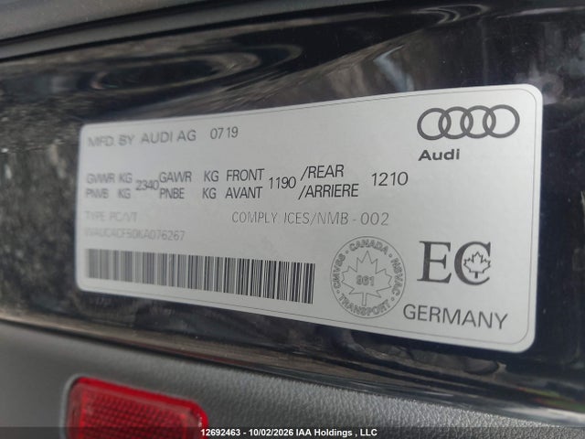 2019 Audi S5 Prestige მანქანა იყიდება აუქციონზე, vin: WAUC4CF50KA076267, აუქციონის ნომერი: 12692463