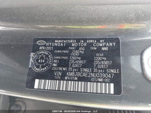Hyundai Tucson Preferred Awd 2022 KM8JBCAE2NU039047 Image 9