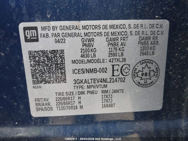 GMC Terrain Sle 2022 3GKALTEV4NL214702 Image 18