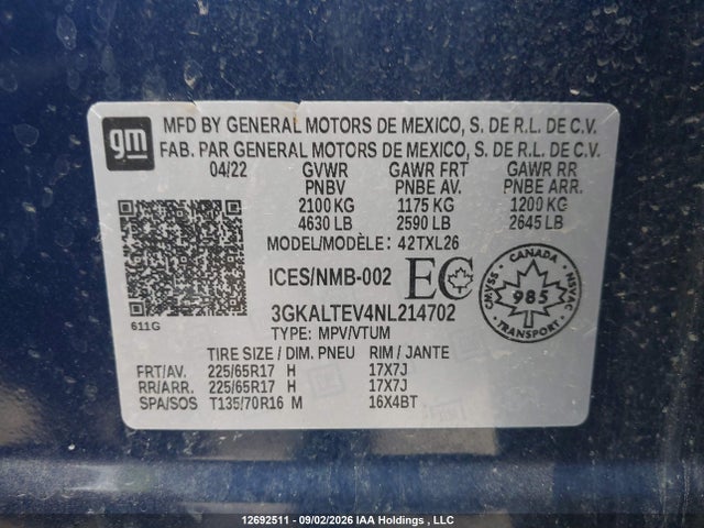 GMC Terrain Sle 2022 3GKALTEV4NL214702 Image 9