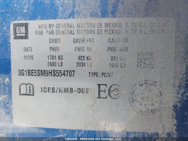 Chevrolet Cruze Lt Auto 2017 3G1BE5SM9HS554707 Image 9