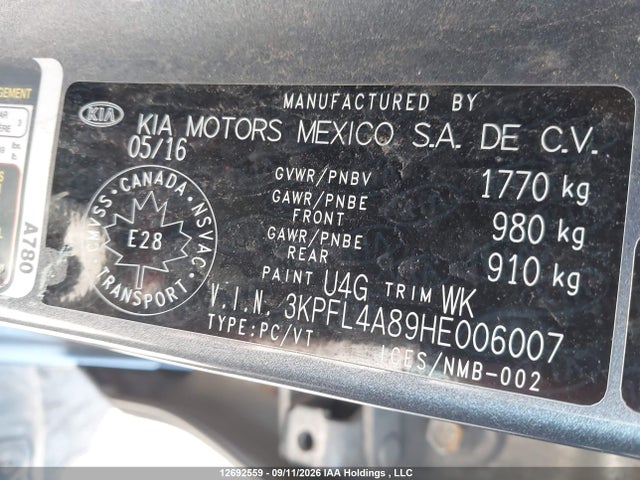 12692559 :رقم المزاد ، 3KPFL4A89HE006007 vin ، 2017 Kia Forte Ex/ex Luxury/ex+ مزاد بيع