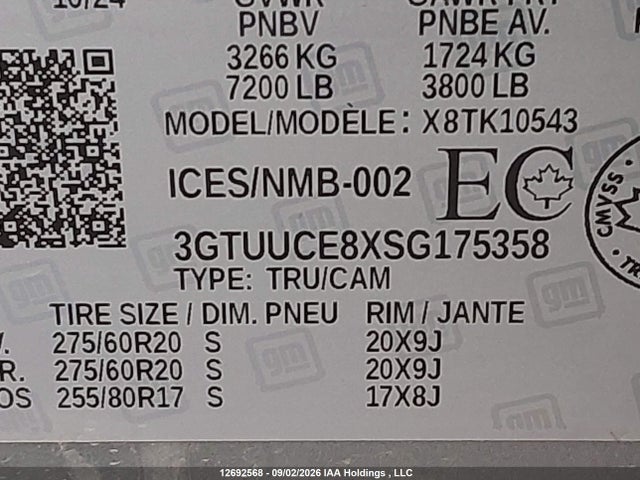 Продаж на аукціоні авто 2025 Gmc Sierra K1500 Elevation, vin: 3GTUUCE8XSG175358, номер лоту: 12692568