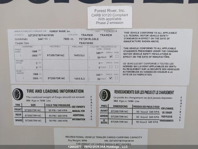 Coachmen Freedom Express 2015 5ZT2FETB7FA018160 Image 13