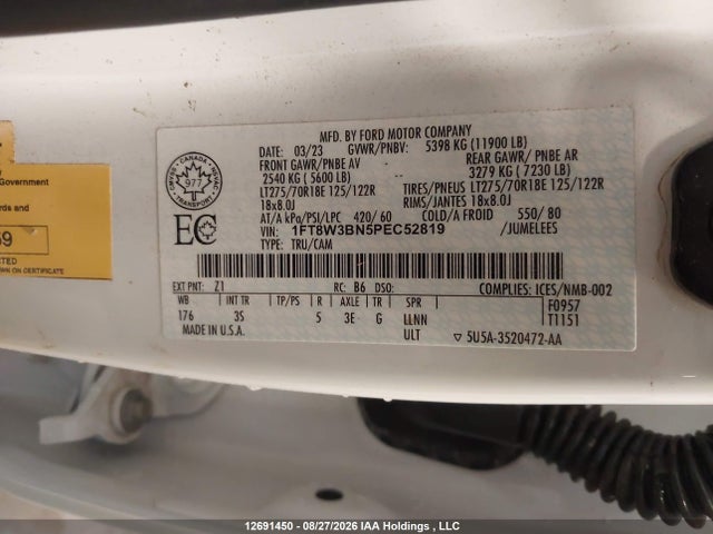 12691450 :رقم المزاد ، 1FT8W3BN5PEC52819 vin ، 2023 Ford F-350 Xlt مزاد بيع