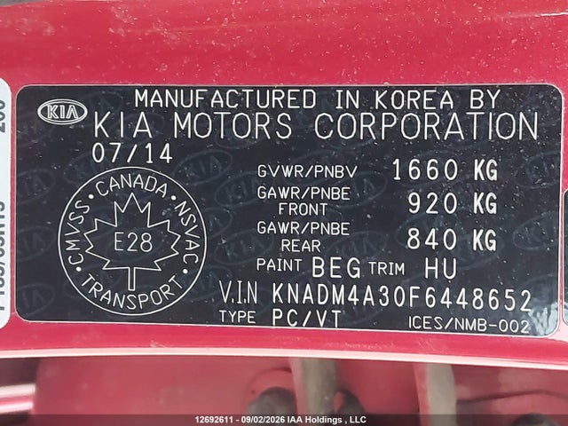 KIA RIO LX 2015 KNADM4A30F6448652 Image 9