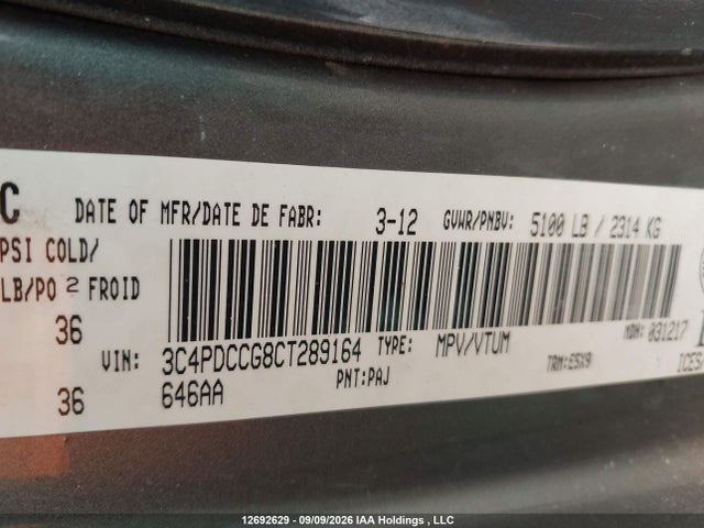 Продажа на аукционе авто 2012 Dodge Journey Sxt, vin: 3C4PDCCG8CT289164, номер лота: 12692629