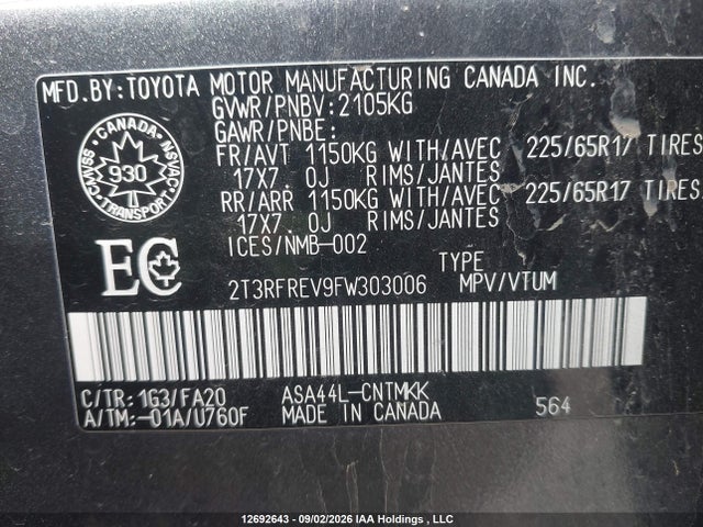 Toyota Rav4 Xle 2015 2T3RFREV9FW303006 Image 18