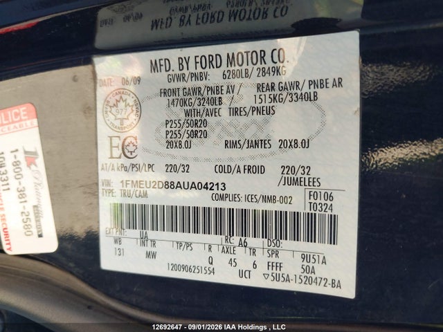 Aukcja sprzedaży 2010 Ford Explorer Sport Trac, vin: 1FMEU2D88AUA04213, numer aukcji: 12692647