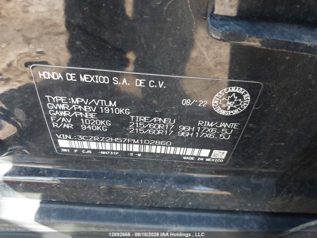 Aukcja sprzedaży 2023 Honda Hr-v Sport, vin: 3CZRZ2H57PM102860, numer aukcji: 12692666