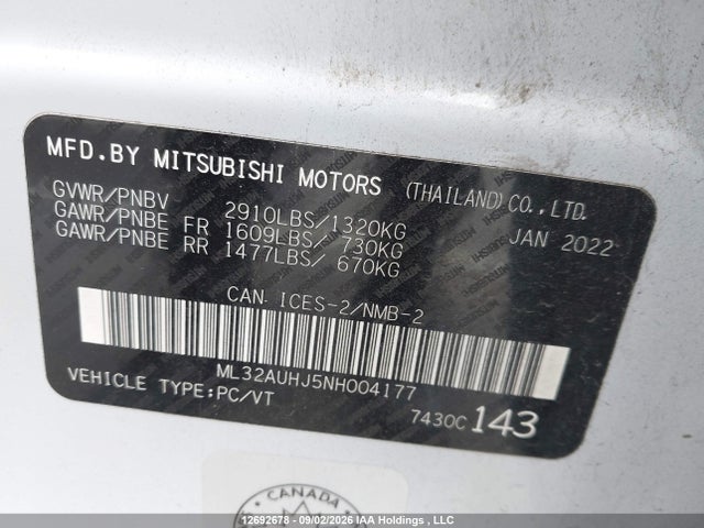 ML32AUHJ5NH004177 Mitsubishi Mirage Es/le