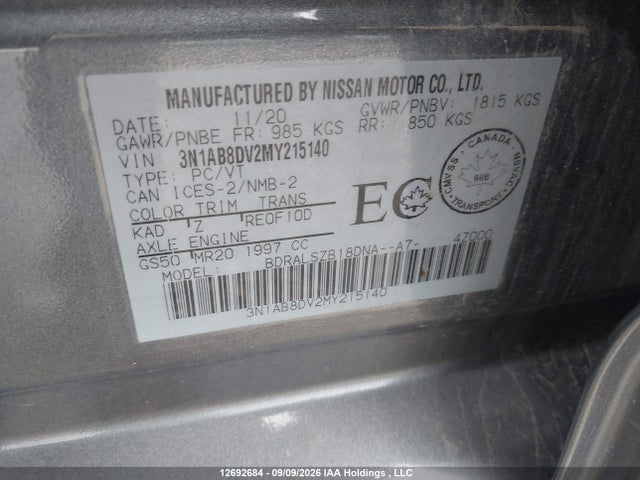 3N1AB8DV2MY215140 Nissan SENTRA SR