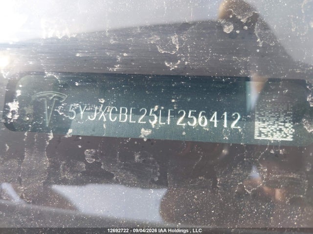 12692722 :رقم المزاد ، 5YJXCBE25LF256412 vin ، 2020 Tesla Model X مزاد بيع