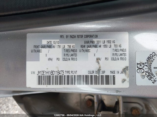 Aukcja sprzedaży 2011 Mazda Mazda2 Gs/gx, vin: JM1DE1HYXB0116473, numer aukcji: 12692786