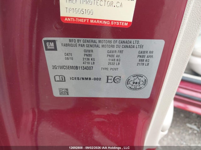 Aukcja sprzedaży 2011 Chevrolet Impala Ltz, vin: 2G1WC5EM0B1134307, numer aukcji: 12692808