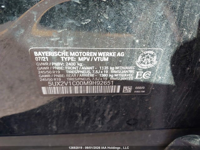 BMW X4 Xdrive30i 2021 5UX2V1C00M9H92651 Image 9