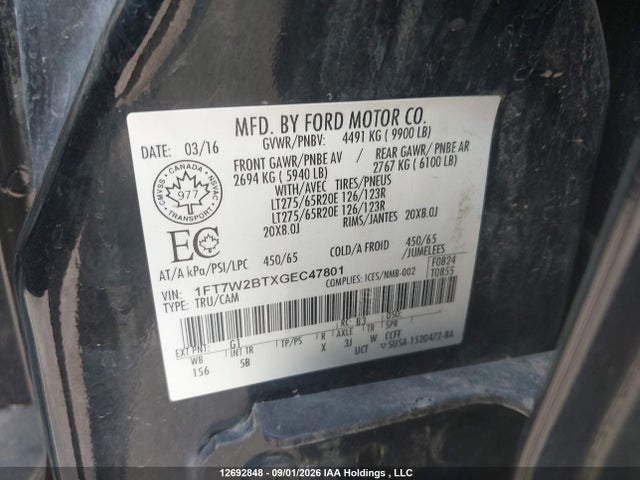 Ford F250 Super Duty 2016 1FT7W2BTXGEC47801 Image 9