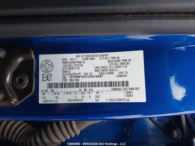 Продажа на аукционе авто 2018 Ford F-150 Xlt, vin: 1FTEW1E51JFA74587, номер лота: 12692850