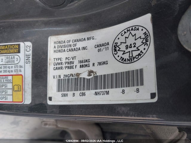 Продаж на аукціоні авто 2011 Honda Civic Dx-g, vin: 2HGFA1F43BH009931, номер лоту: 12692894