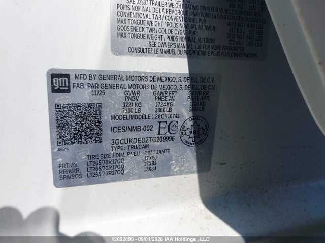 Chevrolet Silverado K1500 Lt 2026 3GCUKDED2TG209996 Image 9