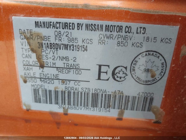 Nissan SENTRA SR 2021 3N1AB8DV7MY319154 Image 19