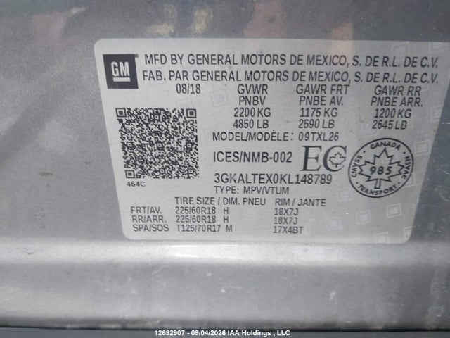 3GKALTEX0KL148789 GMC Terrain Sle