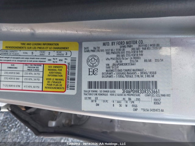 Aukcja sprzedaży 2013 Ford Fusion Se, vin: 3FA6P0HR3DR353661, numer aukcji: 12692913