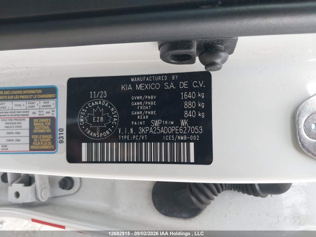 Продаж на аукціоні авто 2023 Kia Rio S, vin: 3KPA25AD0PE627053, номер лоту: 12692915