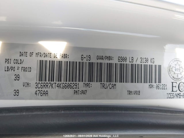 3C6RR7KT4KG606291 RAM 1500 Classic Express
