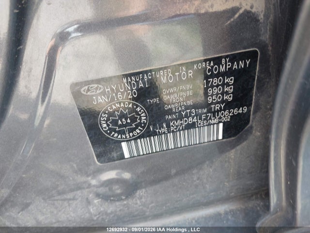 Hyundai Elantra 2020 KMHD84LF7LU062649 Image 9