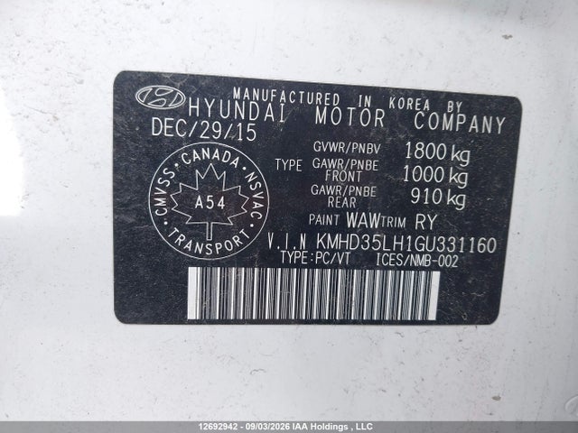 KMHD35LH1GU331160 Hyundai Elantra Gt Limited